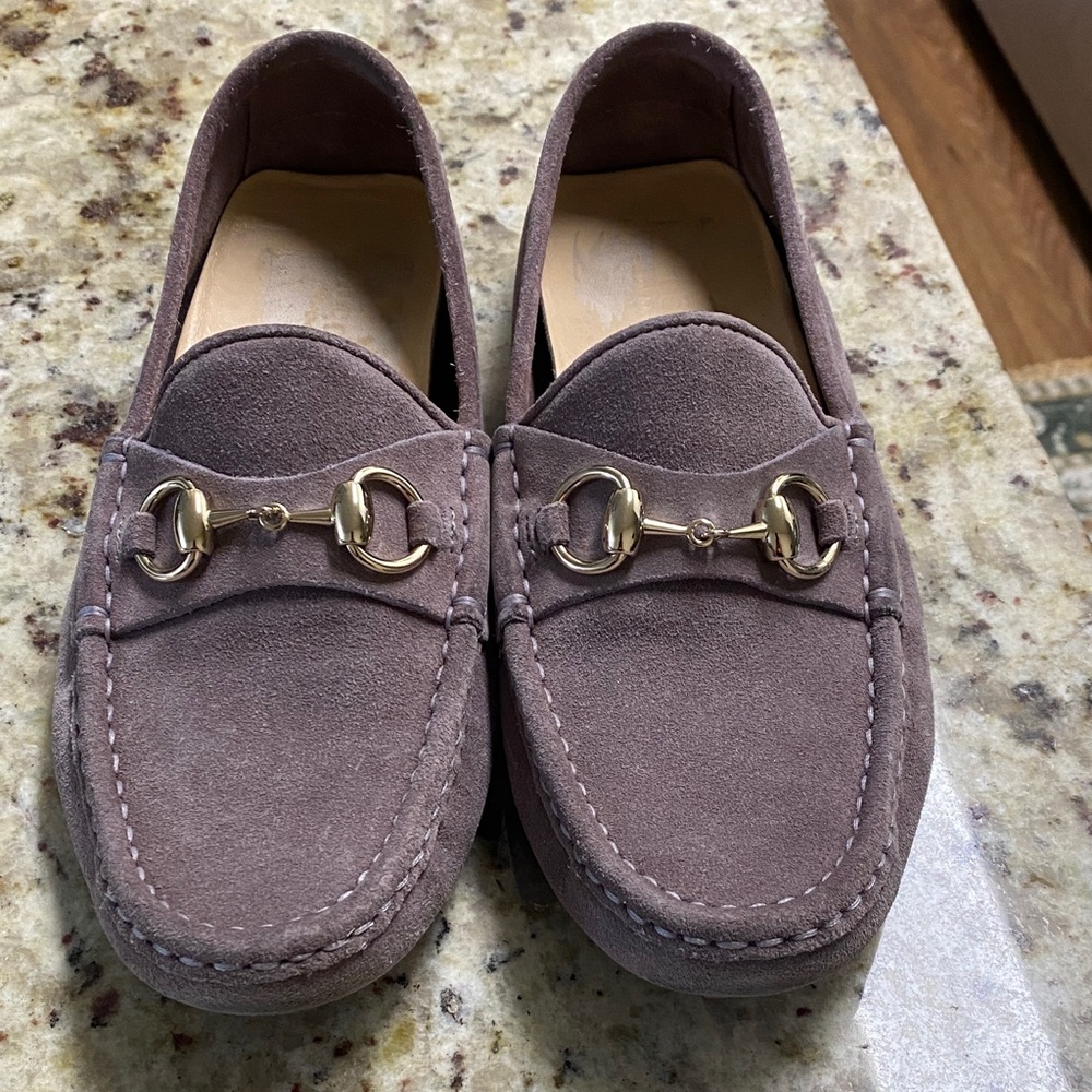 Gucci Mauve Suede Horsebit Loafers